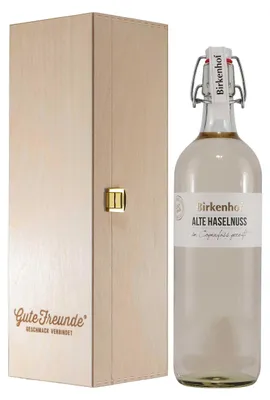 Produktbild von Birkenhof Alte Haselnuss Nussbrand mit Geschenk-Holzkiste