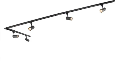 Produktbild von QAZQA - Modern Modernes Schienensystem I Spotlight I Deckenspot I Deckenstrahler I Strahler mit 5-flammig Spot I Spotlight I Deckenspot I Deckenstrahler I Strahler I Lampe I Leuchten Schwarz 1-phasig