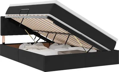 Produktbild von vidaXL LED-Speicherbett mit Matratze Schwarz 140 x 200 cm Samt
