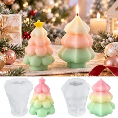 Produktbild von Silikonform Weihnachten Tannenbaum 3D Kerzenform Seifen Gießform