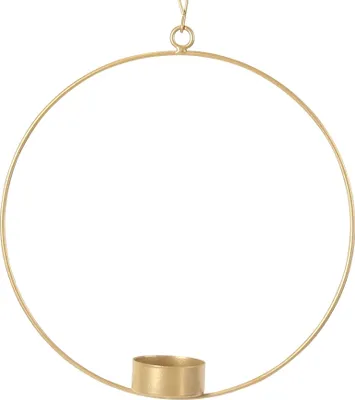 Produktbild von Deko-Ring m. Teelichteinsatz, gold, Metall - Durchmesser 20 cm, Kette 25 cm