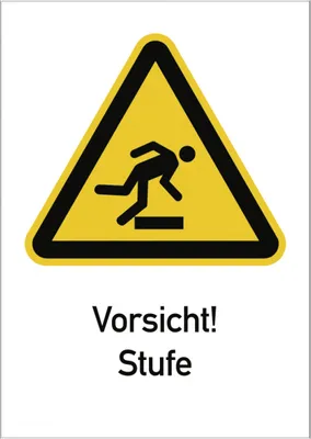 Produktbild von Dreifke® Vorsicht! Stufe ISO 7010, Kombischild, Folie, 131x185 mm