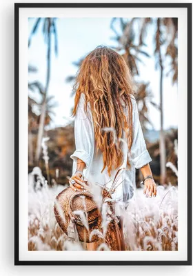 Produktbild von Gerahmtes Poster - Schwarzer Rahmen - Wiese Frau Gras - 61x91,5 cm - Wand Bild - Wanddeko - Wandbilder - Kunstposter - Wandposter - Bilderrahmen - Bilder - Kunstdruck Wanddekoration - P2BPA61x91-5115