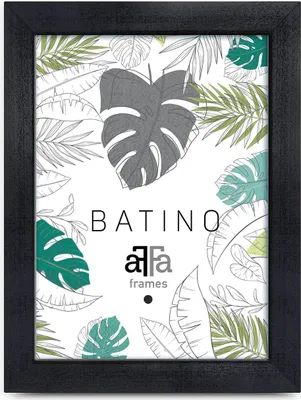 A black wooden picture frame with a botanical print insert.