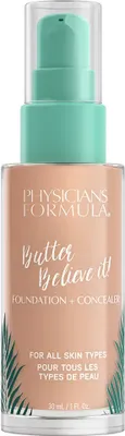Produktbild von Physicians Formula Butter Believe It! Foundation + Concealer, Pumpenflasche, Creme, Jeder Hauttyp, Nährend, Glättend, Licht, Beige
