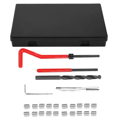 Produktbild von 25 Stück Gewindereparatur Set - Edelstahl Spiralbohrer, Schlüssel, Gewindeeinsatz und Gewindeschneidwerkzeug M7x1