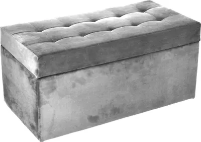 Obrázek produktu pro mg designová čalouněná stolička, 45x90 cm, barva stříbrná - měkký sedák, skládací s úložným prostorem (105 l) vydrží zatížení až 100 kg