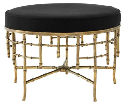 Produktbild von Casa Padrino Designer Hocker Vintage Messing / Schwarz 69 x H. 48,5 cm - Luxus Rundhocker