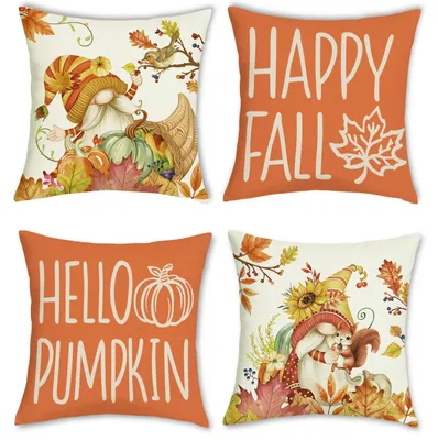 Kissenbezüge 45x45 cm Herbstmotiv – 4er-Set