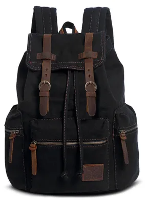 Produktbild von Elzusha – Retro-Canvas-Rucksack, 15,6 Zoll, für den täglichen Gebrauch