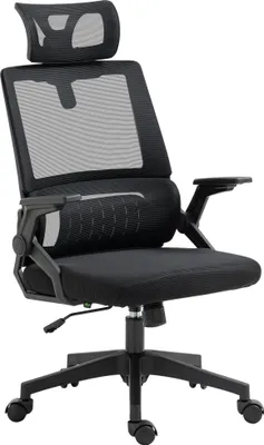 Produktbild von Bürostuhl Schreibtischstuhl Office-Stuhl, höhenverstellbar, 1 Kopfstütze, 60 x 61 x 121,5 cm. Schwarz