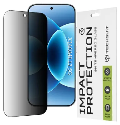 Obrázek produktu pro Techsuit – 111D Privacy Full Glue ochranné sklo na displej s ochranou soukromí pro Xiaomi 17 – černé