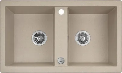 Produktbild von BADLAND Spülbecken Granitspüle Doppelbecken Barbados 48x78 Beige | Siphon im SET!