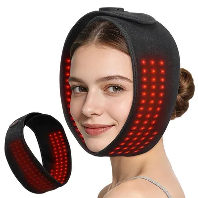 Produktbild von Wärmeband Gesicht Kabellos, Rotlicht-Wärmeband mit 100 LEDs 660 nm, 3 Temperaturstufen 40/50/60 °C, 5000 mAh, Timer für Gesicht und Handgelenk