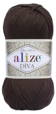 Produktbild von Alize Diva Garn Dunkelbraun 26 – seidig glänzend, 100g/350m