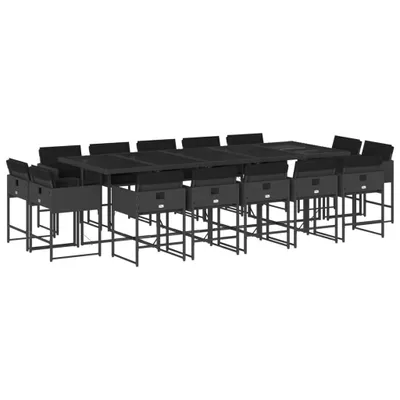 Produktbild von vidaXL 15-tlg. Garten-Essgruppe mit Kissen Schwarz Poly Rattan