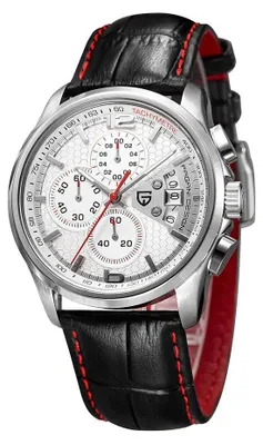 Immagine prodotto di Orologio da uomo Pagani Design Vescent, movimento al quarzo, cinturino in vera pelle, nero/bianco