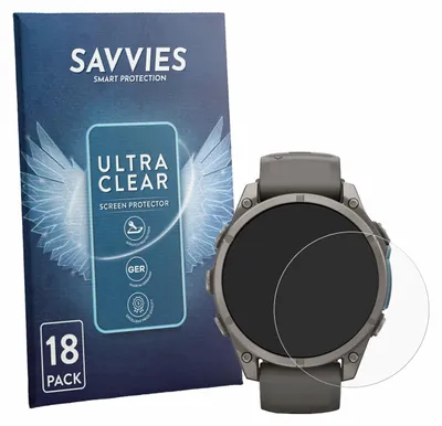 Produktbild von 18x Für Garmin Fenix 9 (47 mm) Schutzfolie Savvies Displayschutz Display Schutz Folie Klar Transparent