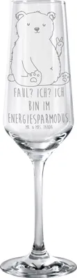 Produktbild von Mr. & Mrs. Panda Glas Eisbär Faul - Transparent - Geschenk, Bär, Arbeitsplatz, Trinkglas, Homeoffice, Champagnerglas, Geschenkglas, Sektglas, Arbeit, Sektkelch, Teddy
