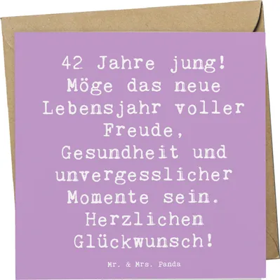 Produktbild von Mr. & Mrs. Panda Grußkarte Spruch 42. Geburtstag Freude - Lavendeltraum - Geschenk, sich selbst feiern, Happy Birthday, Glückwunschkarte, Geburtstagsgeschenk, Klappkarte