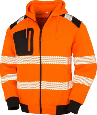 Produktbild von Result Genuine Recycled R503X | Recycled Robust Safety Hoody - Sicherheitsjacke mit Kapuze - Farbe: Fluorescent Orange/Black - Größe: XL