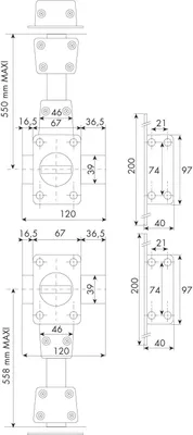Image de Verrou 4 points Zenith 1550 haut et bas à bouton cylindre de 45mm gauche - ISEO - 15500455.5