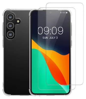 Produktbild von kalibri Hülle kompatibel mit Samsung Galaxy A54 5G Case - Handyhülle mit 2x Glas Schutz Folie - Cover Handyhülle in Transparent