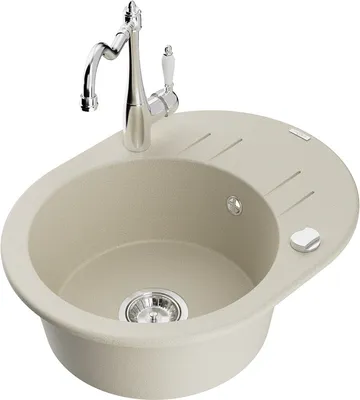 Produktbild von Mexen Kevin 1 Becken-Granitspüle mit Abtropffläche und Mischbatterie Carla, Beige - 6517-69-670700-00
