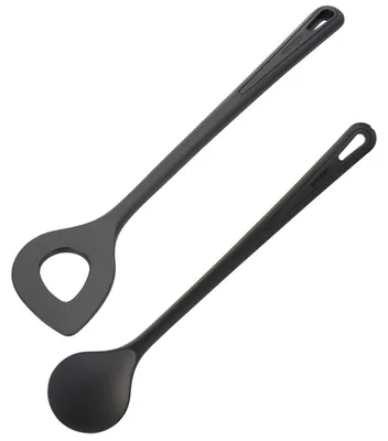 2er-Set Rühr- und Risottolöffel, schwarz, hitzebeständig bis 210°C