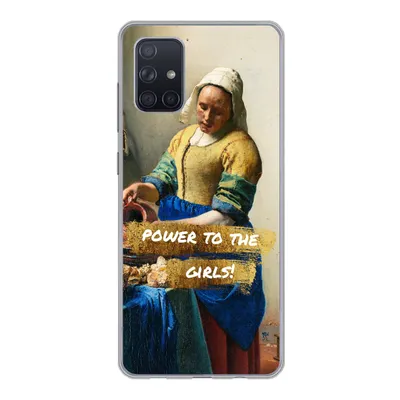 Produktbild von MuchoWow® Handyhülle Schutzhülle Hülle für Samsung Galaxy A51 5G Milchmädchen - Gold - Zitate - Gemälde - Alte Meister Silikon Softcase Handy Hülle - Abbildung