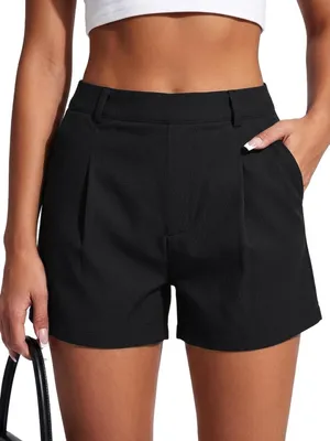 Imagen del producto de Pantalones cortos de cintura alta tipo bermuda - Elegantes - Color negro