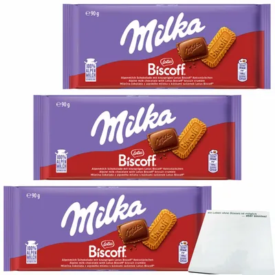 Produktbild von Milka Lotus Biscoff 3er Pack (3x90g Tafel) + usy Block