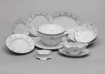Obrázok produktu pre Jedálenská súprava Bernadotte, karlovarský porcelán, modré ruže, Thun, 25 kusov