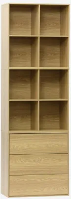 Immagine prodotto di Libreria modulare in legno, 3 cassetti 8 vani, Quercia