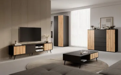 Produktbild von Wohnzimmer Holzmöbel Couchtisch Modern TV-Lowboard s Schrank Set 4tlg
