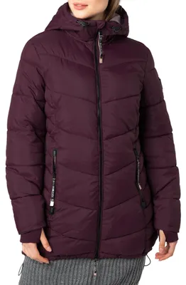 Produktbild von Sublevel Damen Winterjacke Stepp-Mantel mit Kapuze lang & tailliert, Outdoorjack
