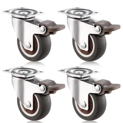 Produktbild von 4 Stück Schwerlastrollen 50mm mit Bremse Transportrollen Lenkrollen Gummirollen Laufrollen 360° Rollen