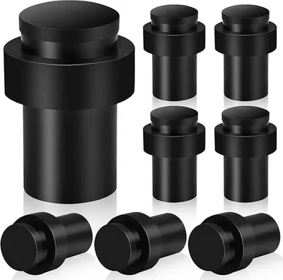 Produktbild von PolkaHome® Deurstoppers 8er Set – Schwarze Türstopper aus Edelstahl für Boden & Wand, mit Gummipuffer, geräuschdämpfend, für