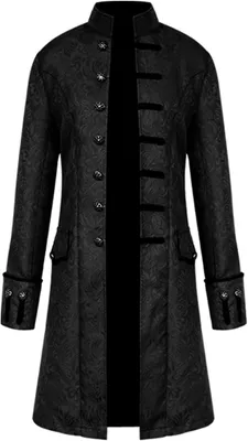 Produktbild von Schwarzes mittelalterliches und Steampunk-Kostüm für Herren in Größe 4XL, geeignet für Halloween und Themenpartys