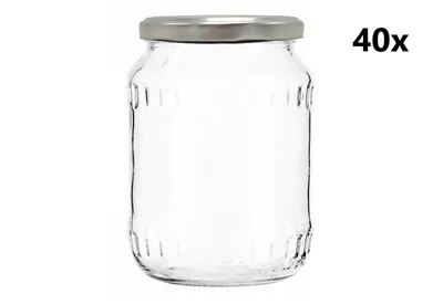 Obrázok produktu pre Zaváracie poháre 720 ml FACETTE číre 40 ks VRÁTANE STRIEBORNÝCH VIEČOK, Počet kusov v balení: 40