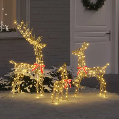Produktbild von vidaXL Rentierfamilie mit 300 LEDs 3 pcs Warmweiß 67 x 26 x 127 cm PET