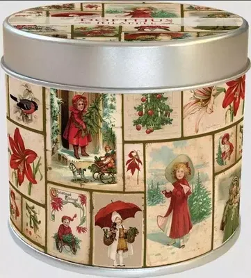 Image de Bougie parfumée dans une boîte en fer-blanc Collage de Noël