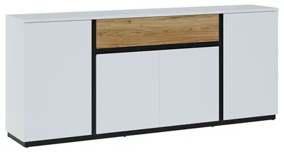 Produktbild von Sideboard Novena Kommode 208x40x87cm weiß schwarz Catania Eiche