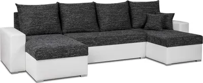 Produktbild von U-Ecksofa mit Schlaffunktion HUBERT - Schwarz/Weiß