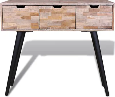 Obrázek produktu pro vidaXL Konzolový stůl se 3 zásuvkami Staré dřevo Teak