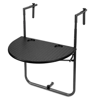 Produktbild von Yakimz Balkontisch zum Einhängen klappbar 60x40 cm - Balkonhängetisch, Wandklapptisch, Beistelltisch - Schwarz