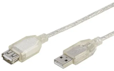 Produktbild von ViVanco™USB 2.0, 3m, 3 m, USB A, USB A, USB 2.0, Männlich/Weiblich, Silber, Transparent
