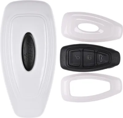 Produktbild von Auto Schlüssel Kunststoff Hülle ABS Plastik Schutz Cover Weiß kompatibel mit Focus Mondeo C-Max Fiesta Kuga KEYLESS SMARTKEY