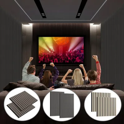 Obrázek produktu pro XINZI 4 dřevěné akustické panely z polyesterových vláken 120x60cm bílý dub - 3D obklad stěn, pro obývací pokoj/pracovnu/ložnici, snižuje hluk