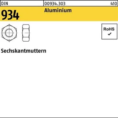Produktbild von Reyher Sechskantmuttern DIN 934 Leichtmet. M 6 Al (100 Stück)